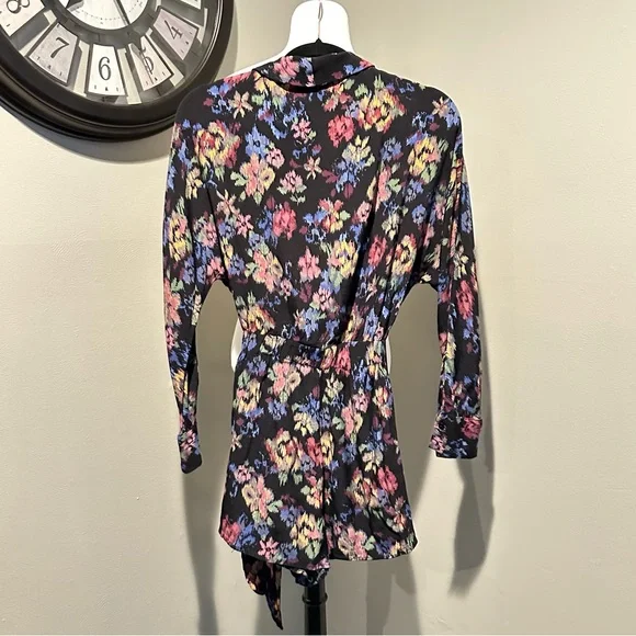 Zara TRF Collection Black Floral Collared V-neck Wrap Romper Size S - Picture 2 of 12
